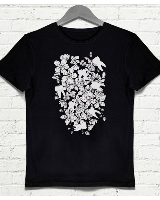 Diş Buketi Siyah Tişört - basmatik.com