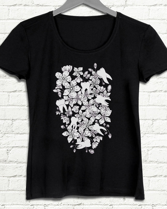 Diş Buketi Siyah Tişört - basmatik.com