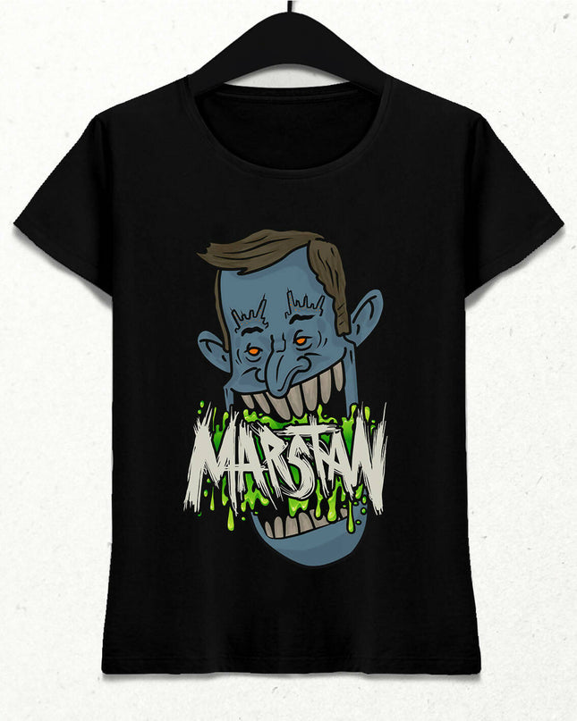 Marstan Canavar Tişört - Kadın (Beyaz - Siyah) - basmatik.com