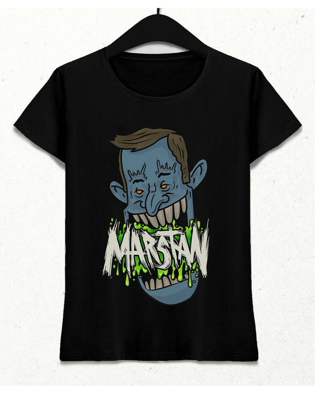 Marstan Canavar Tişört - Kadın (Beyaz - Siyah)