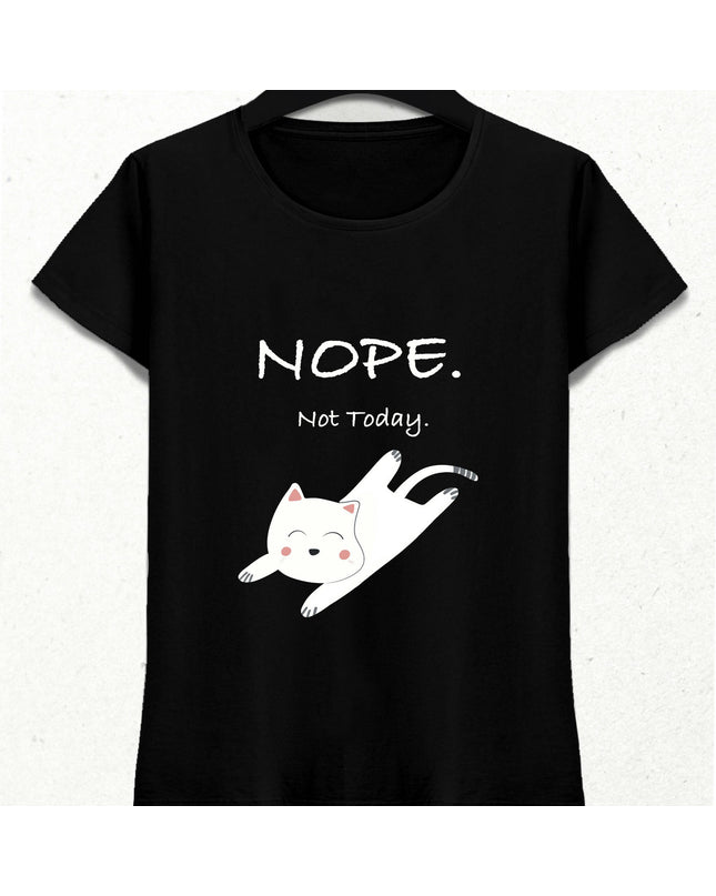 Not Today Lazy Cat Slogan T-Shirt 