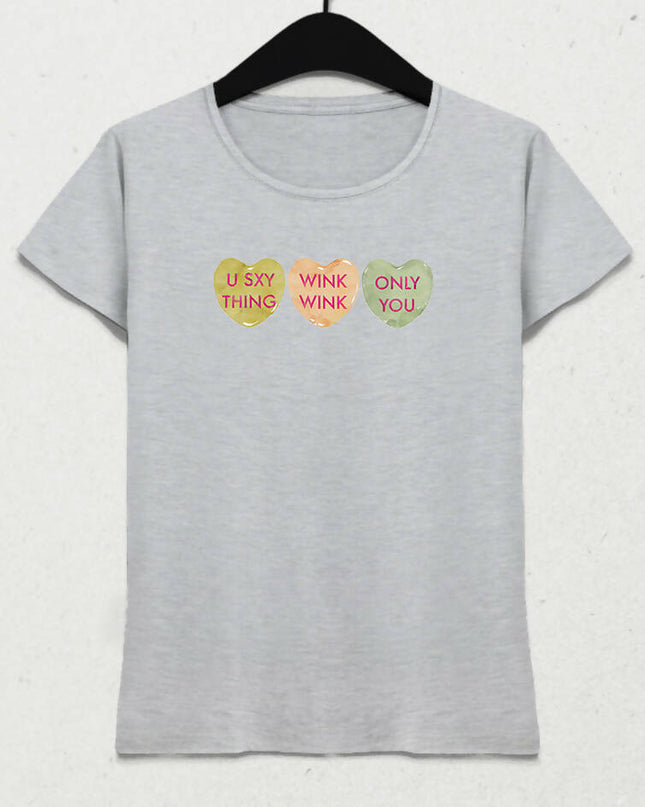 Valentine's VI, Kalpli Slogan Kadın Tişört