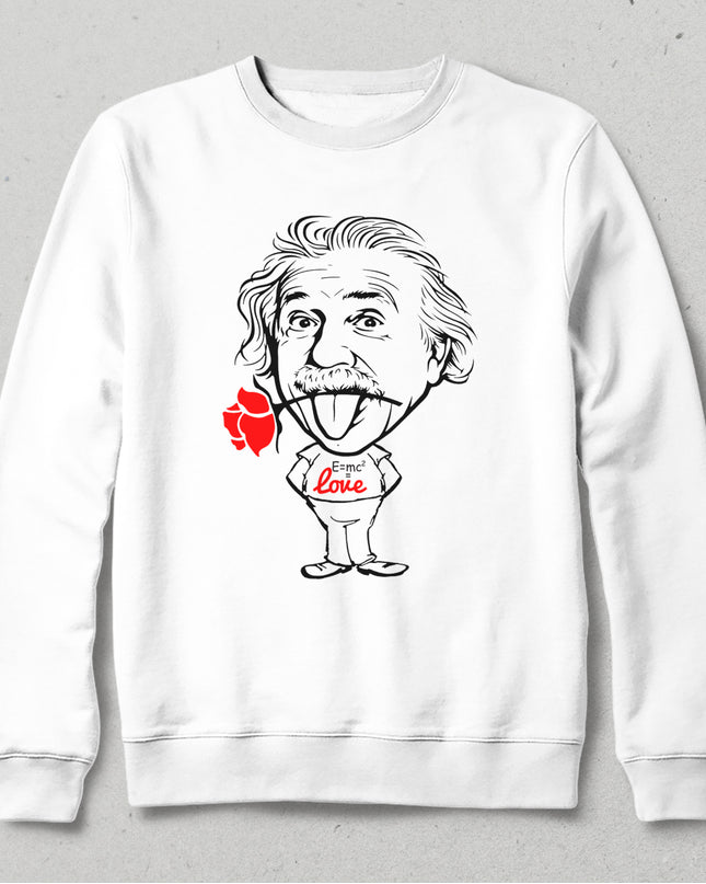 einstein love beyaz sweatshirt - basmatik.com