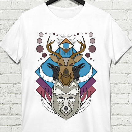 Deer Wolf Crow tişört - basmatik.com