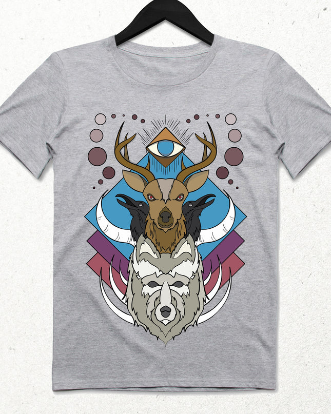 Deer Wolf Crow tişört - basmatik.com