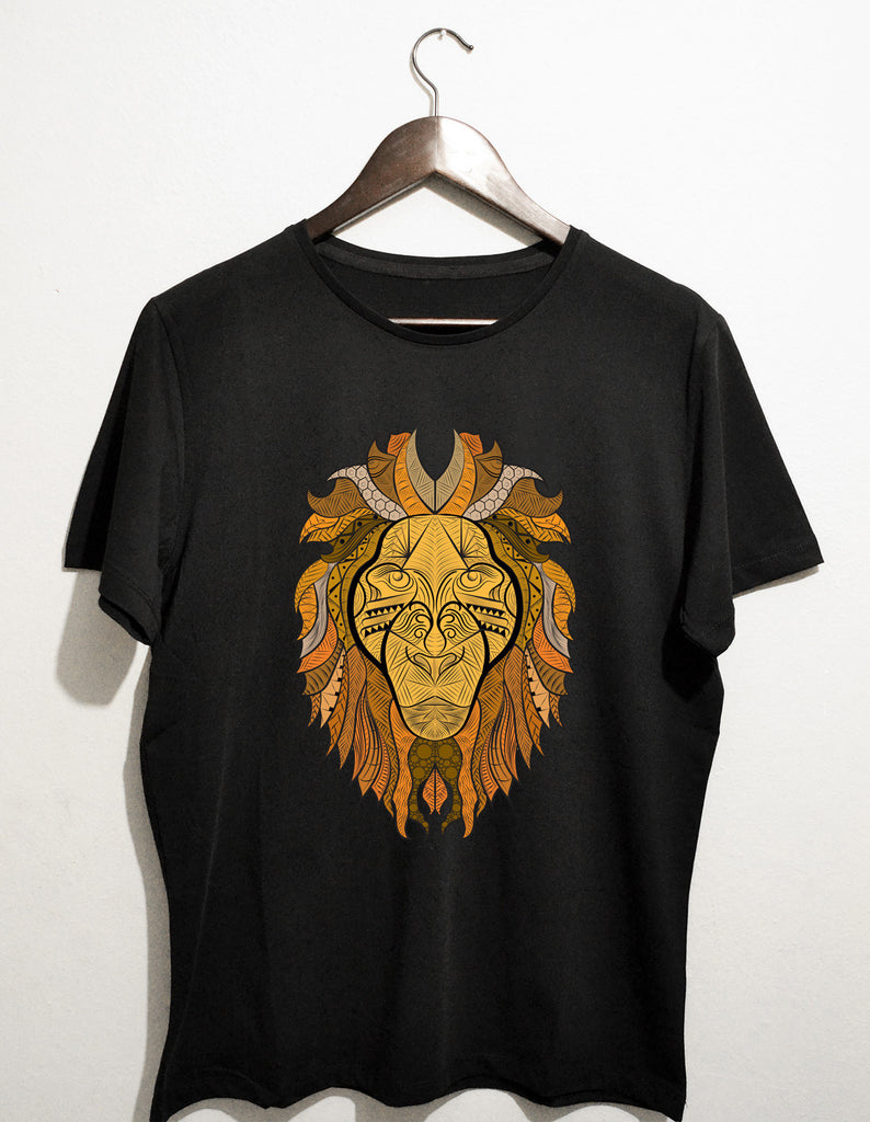 Ornate Lion - siyah t-shirt - basmatik.com