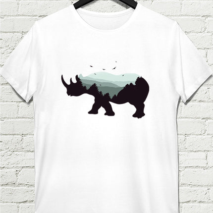 Rhino Erkek Beyaz tshirt - basmatik.com