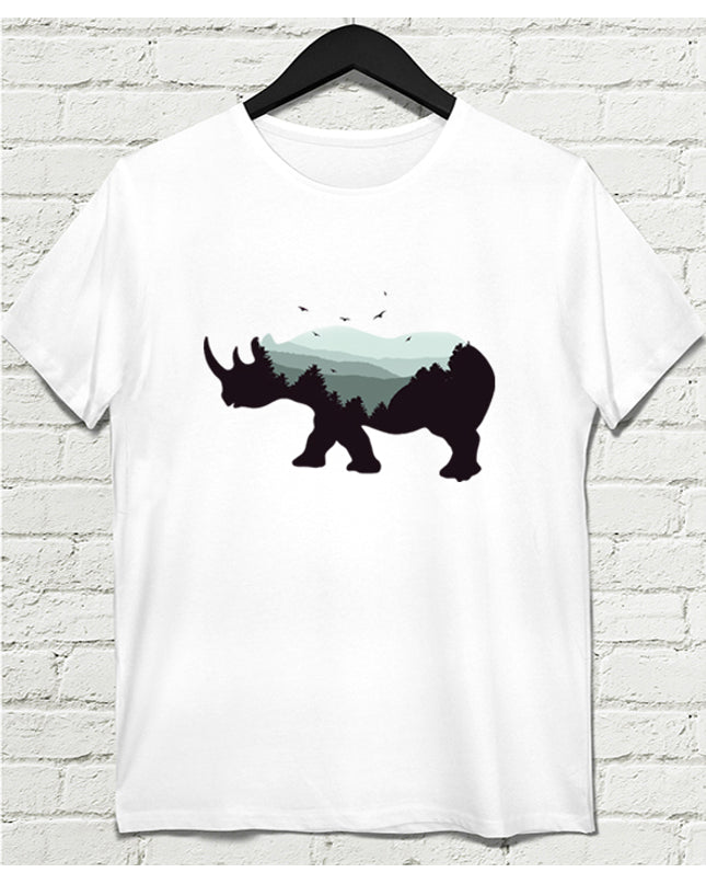 Rhino Erkek Beyaz tshirt - basmatik.com