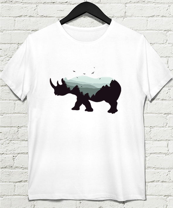 Rhino Erkek Beyaz tshirt - basmatik.com