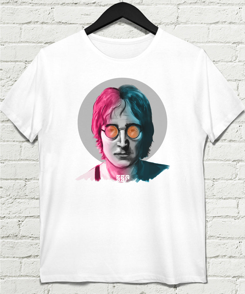 John Lennon Beyaz Tişört - basmatik.com