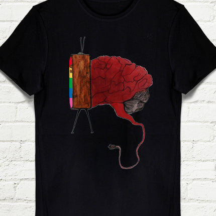 Beyin televizyon siyah t-shirt - basmatik.com