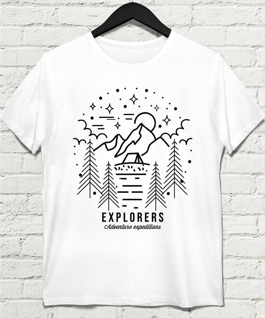 Explorers beyaz Erkek tişört - basmatik.com