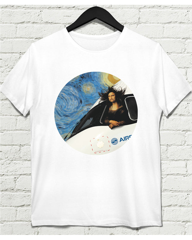 Falling Plane Beyaz Tshirt - basmatik.com