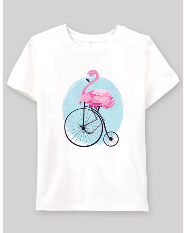 flamingo on bike Çocuk tshirt - basmatik.com