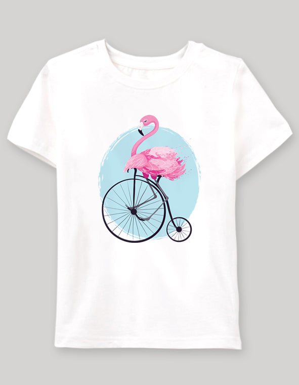 flamingo on bike Çocuk tshirt - basmatik.com