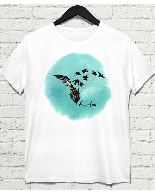 Freedom Beyaz Tişört - basmatik.com