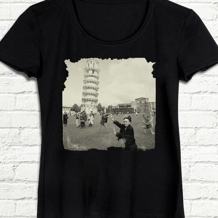 Frida Pisa Kadın Siyah tshirt - basmatik.com