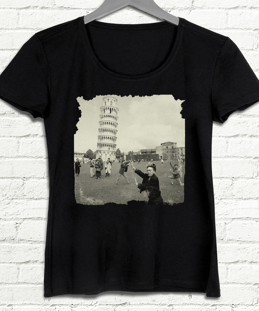 Frida Pisa Kadın Siyah tshirt - basmatik.com