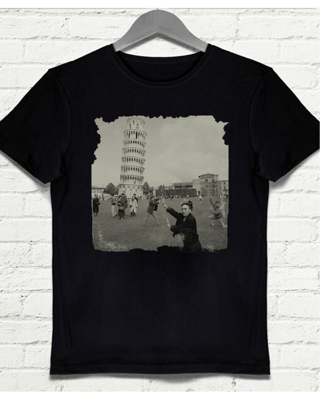Frida Pisa Siyah Erkek Tshirt - basmatik.com