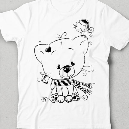 friends ayıcık ve kuş cocuk tişört - basmatik.com