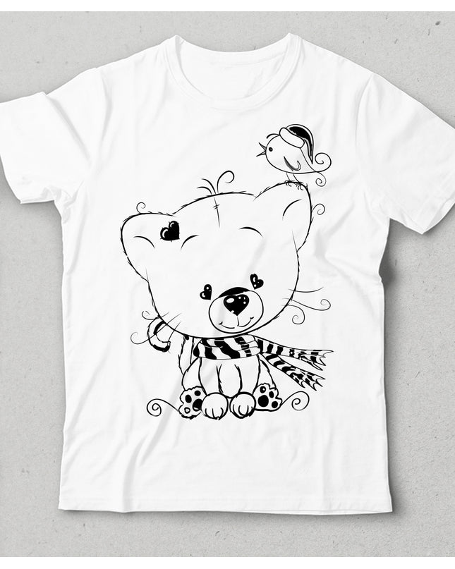 friends ayıcık ve kuş cocuk tişört - basmatik.com