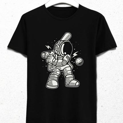 Astronot Uzayda Baseball Oynuyor Tasarım T-shirt
