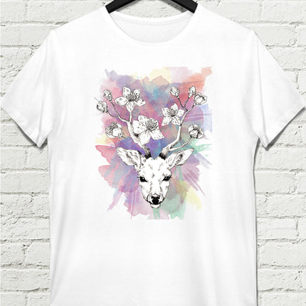 Geyik Beyaz Tişört - basmatik.com