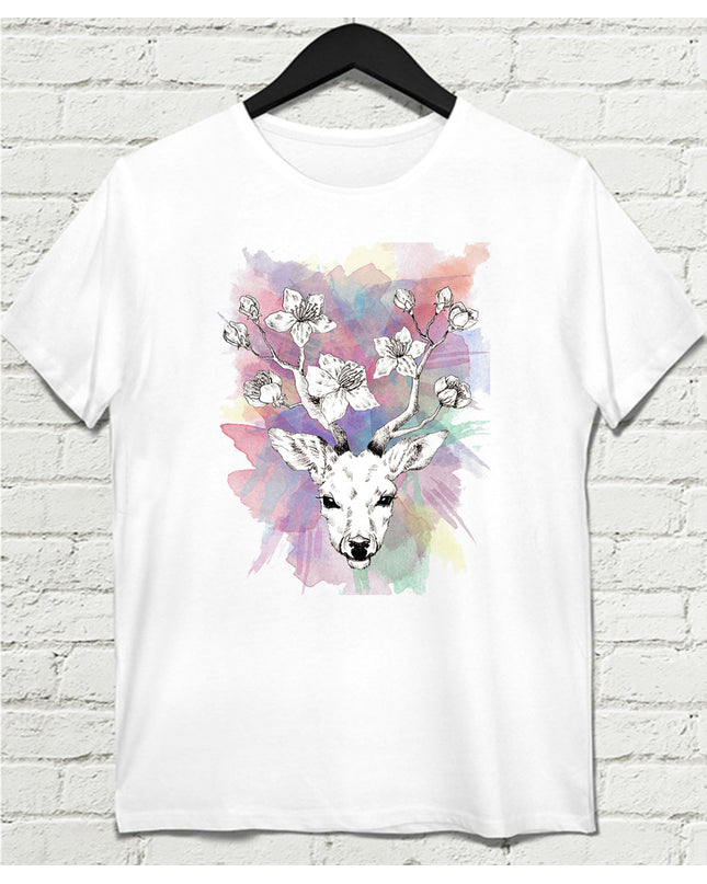 Geyik Beyaz Tişört - basmatik.com