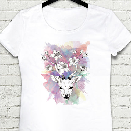 Geyik Beyaz Tişört - basmatik.com