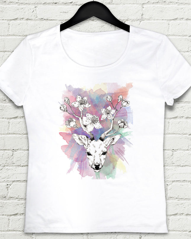 Geyik Beyaz Tişört - basmatik.com