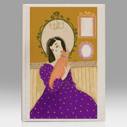 Girl and Bird kanvas defter - basmatik.com