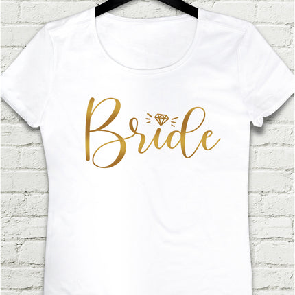 Bride altın baskılı kadın tişört - basmatik.com