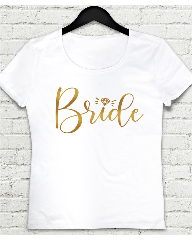 Bride altın baskılı kadın tişört - basmatik.com