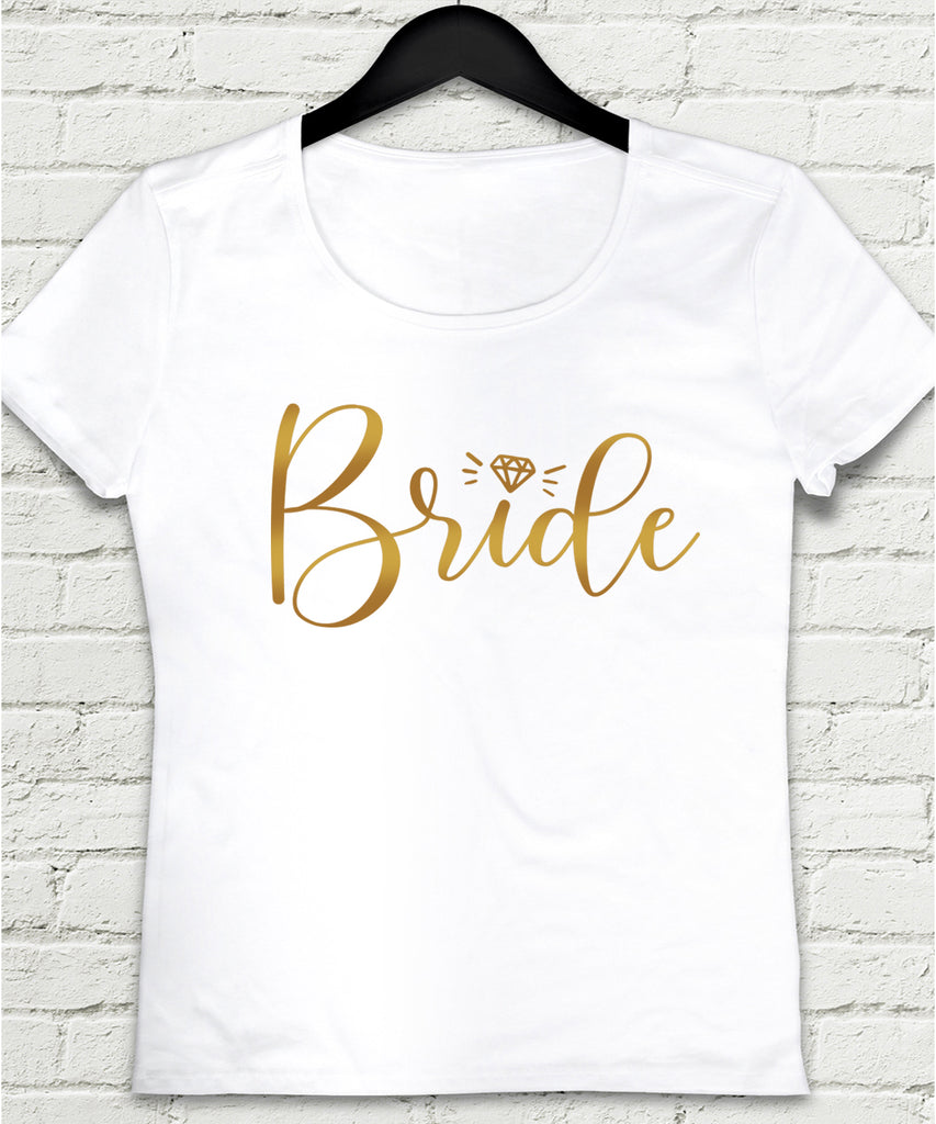 Bride altın baskılı kadın tişört - basmatik.com