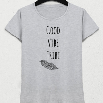 good vibe tribe yoga gri tişört - basmatik.com