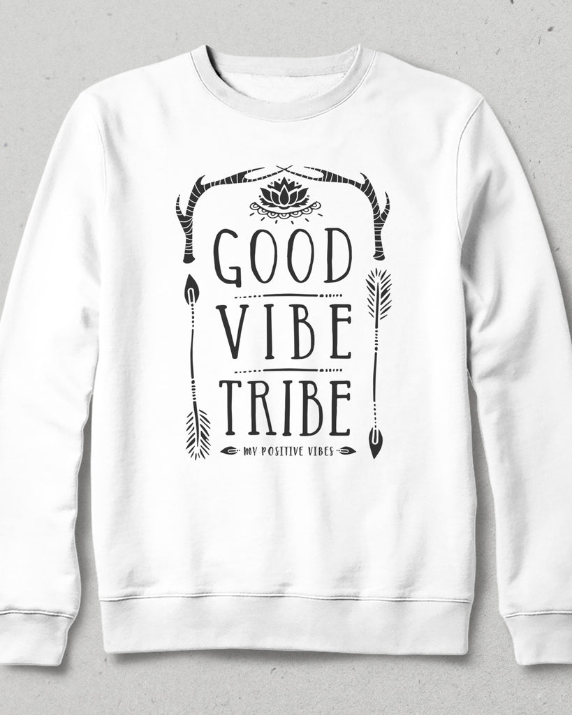 good vibe beyaz sweatshirt - basmatik.com