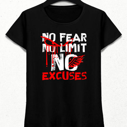 No Fear No Limits Kadın Siyah Tişört - basmatik.com