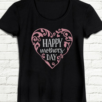 Happy mothers siyah tişört - basmatik.com