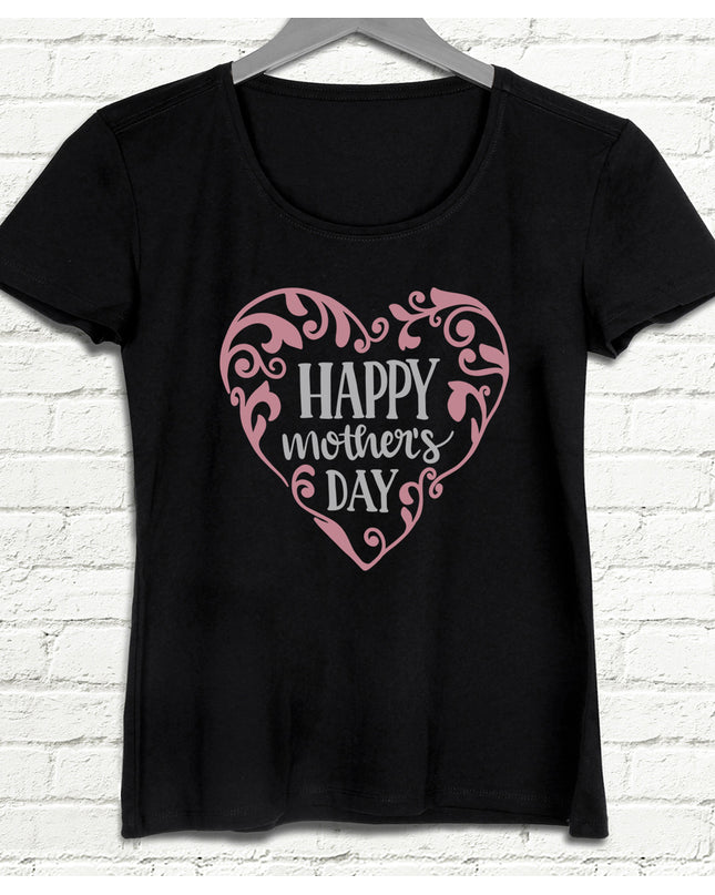 Happy mothers siyah tişört - basmatik.com