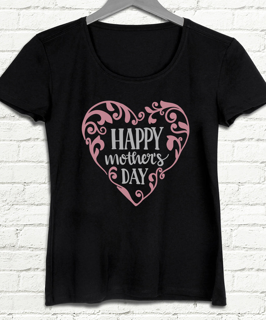 Happy mothers siyah tişört - basmatik.com