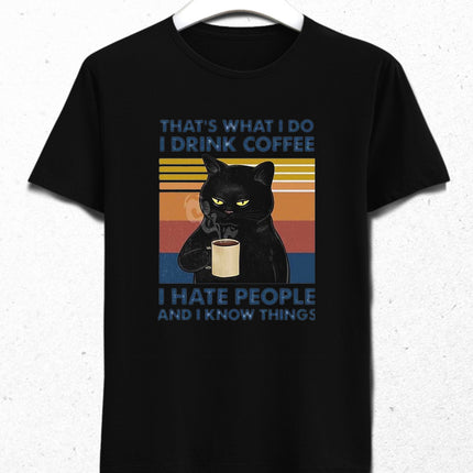 I drink coffee cat tişört - basmatik.com
