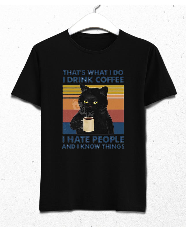 I drink coffee cat tişört - basmatik.com