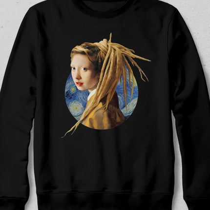 Rasta Saçlı Kız Siyah Sweatshirt - basmatik.com