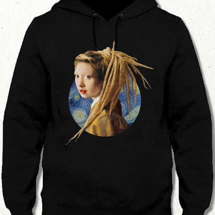 Rasta Saçlı Kız Siyah Kapşonlu - basmatik.com