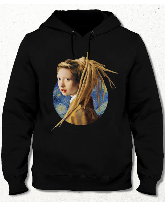 Rasta Saçlı Kız Siyah Kapşonlu - basmatik.com