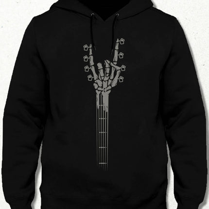 Skeleton Hand Guitar - Rock And Roll Hooded Sweatshirt