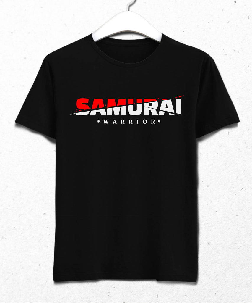 Samuray Savaşçı Erkek Siyah Tişört - basmatik.com