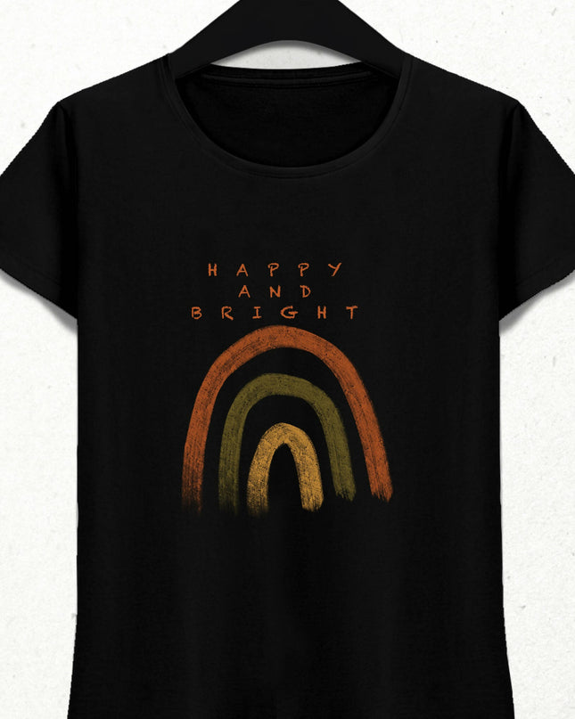 Mutlu ve Parlak Pozitif Enerji Gökkuşağı Tişört