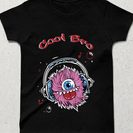 Cool Bro Siyah Bisiklet yaka Kısa Kollu Tişört