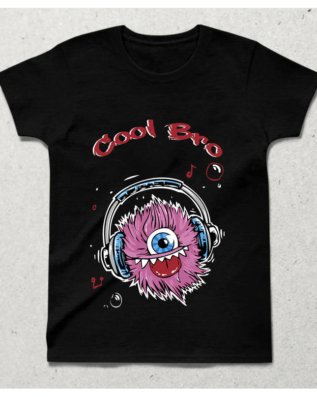 Cool Bro Siyah Bisiklet yaka Kısa Kollu Tişört